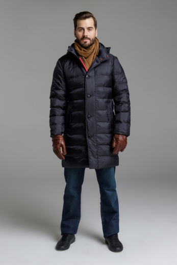 Стёганое пуховое пальто с капюшоном 5830-1 купить в липецке
