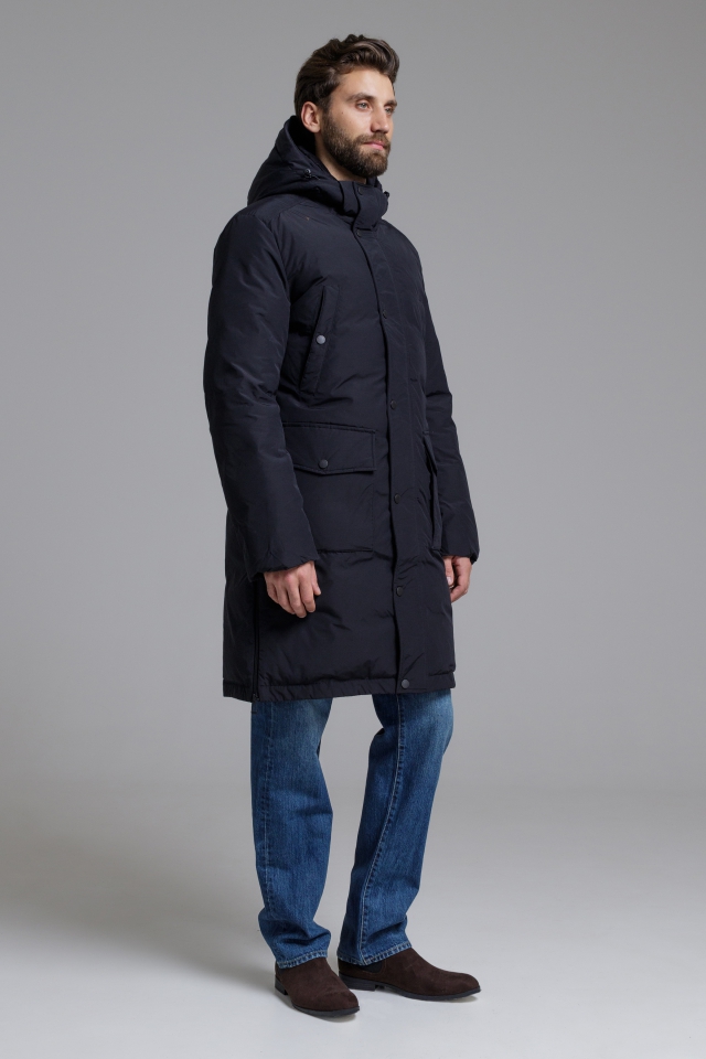 Пуховое пальто с объёмными карманами 5831-1